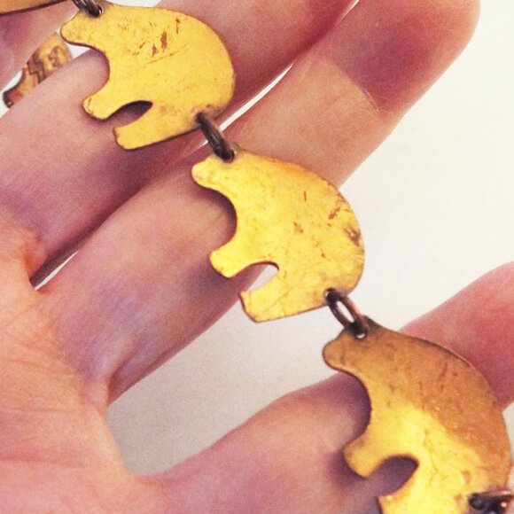 50'S HOPI NATIVE AMERICAN COPPER ETCHED SPIRIT BEAR W/ HEARTLINE LINK BRACELET G - Picture 4 of 5